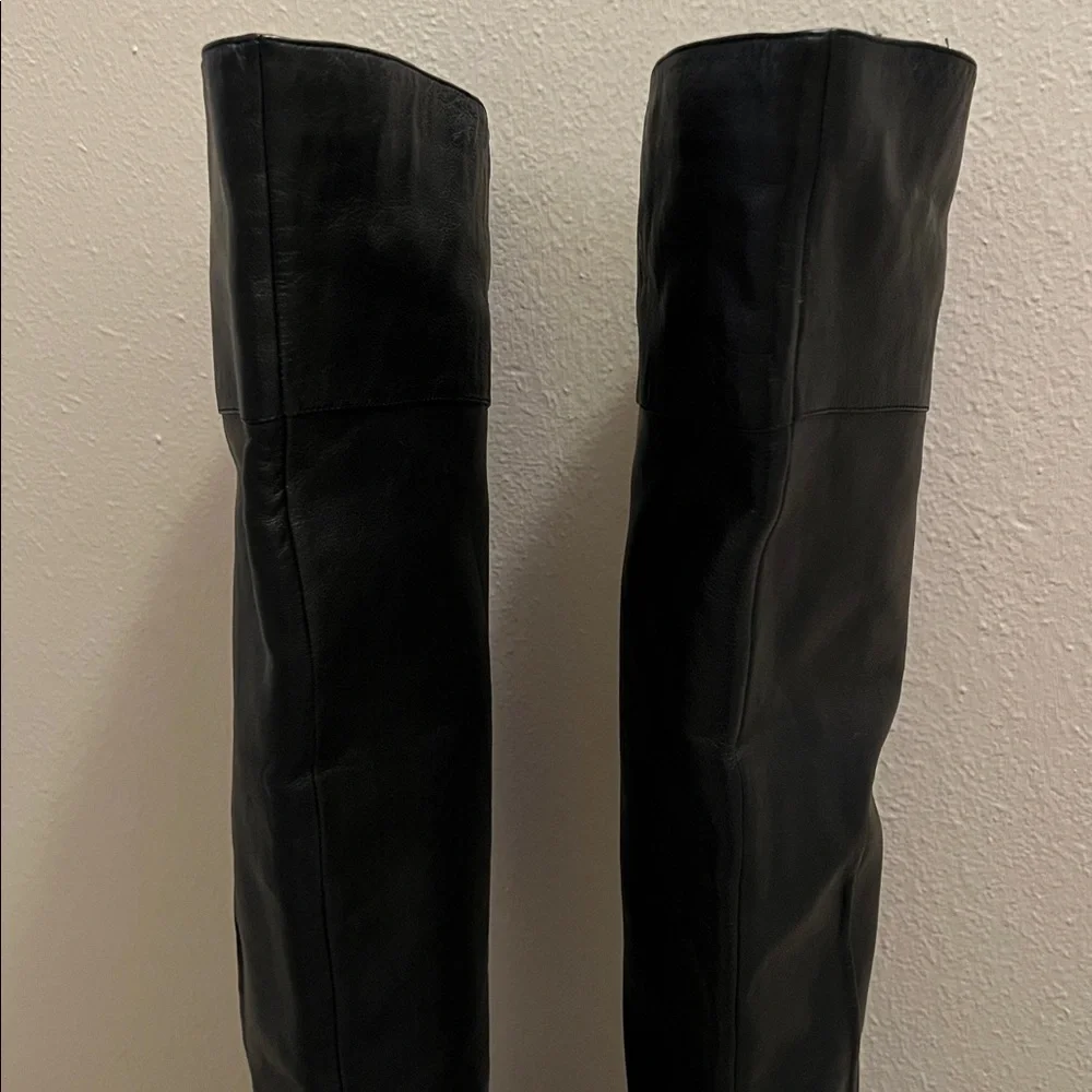 Black Over-the-Knee Women's Guess Soft Leather Heeled Boots Size 9 1/2M